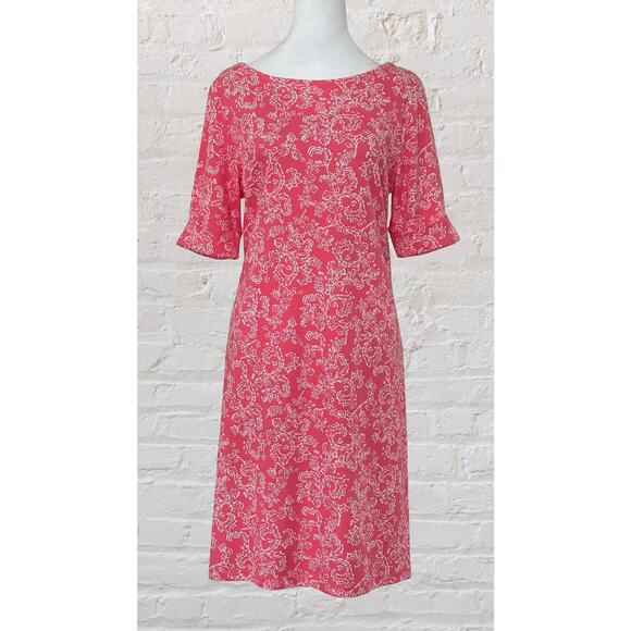 Karen Scott Sport Coral & White Floral Half Sleeve Shirt Shift Dress Sz M Garden - Picture 1 of 7